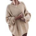thumbnail image 1 of Frontwork Chunky Knit Sweater for Women Lightweight Oversized Pullover Tops Long Sleeve Loose Cozy Casual Knitwear Jumper Tunic Blouse Tops, 1 of 2