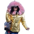 thumbnail image 1 of Frontwork Winter Casual Loose Coat For Women Casual Winter Warm Coats Outwear Faux Fur Zip Up Hooded Jacket Coat Fluffy Fleece Overcoat, 1 of 2