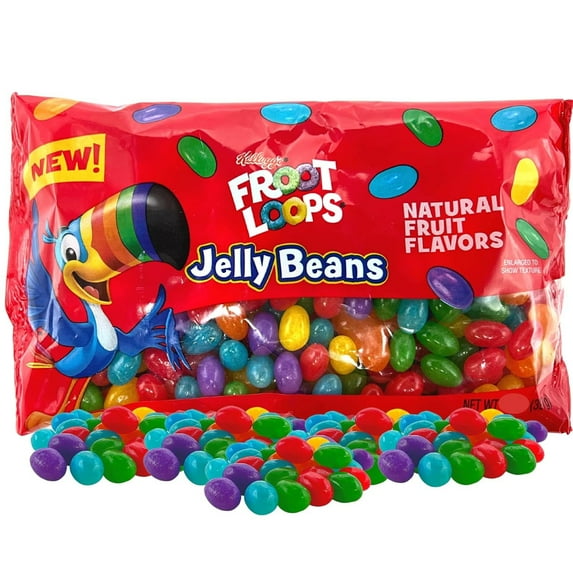 Froot Loop Flavored Gourmet Jellybeans, Bulk Multicolored Fruit Cereal Flavored Jelly Beans, Candy Basket Fillers, 10 Ounces