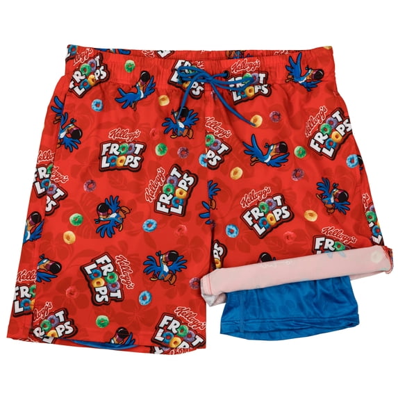 Froot Loops Cereal 6 Inseam Lined Swim Trunks-Large (36-38)