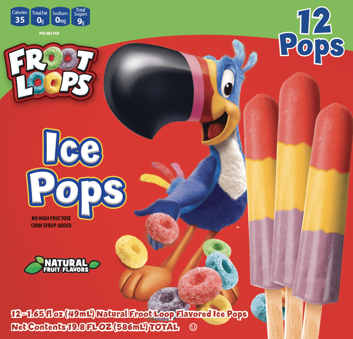 Froot Loops Natural Fruit Flavor Ice Pops, 1.65 Fl Oz, 12 Ct (Frozen
