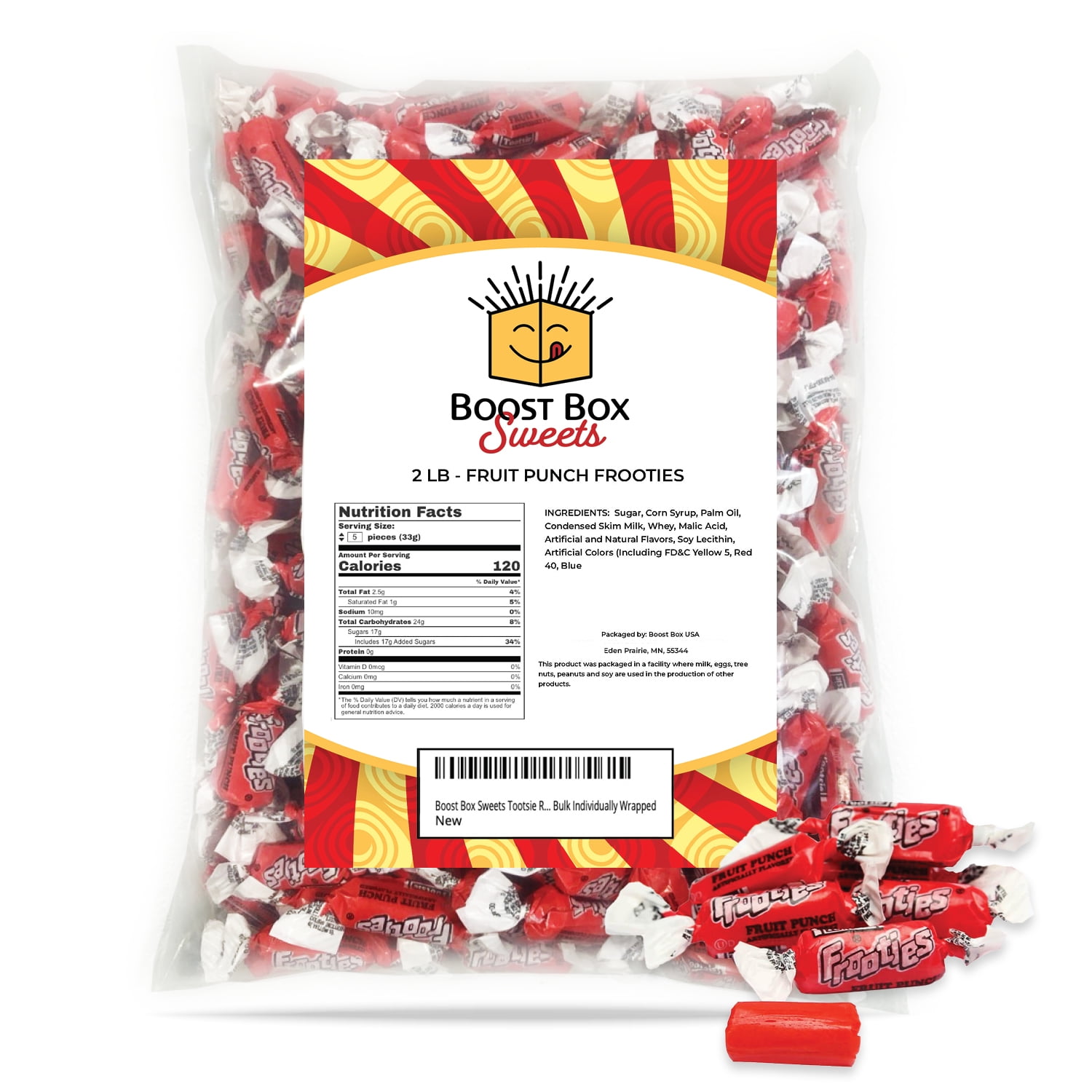 Frooties Fruit Punch Individually Wrapped Bulk Chewy Red Tootsie Roll
