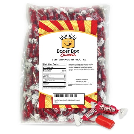 Frooties Strawberry Individually Wrapped Bulk Chewy Red Tootsie Roll Candy (3 Pound)