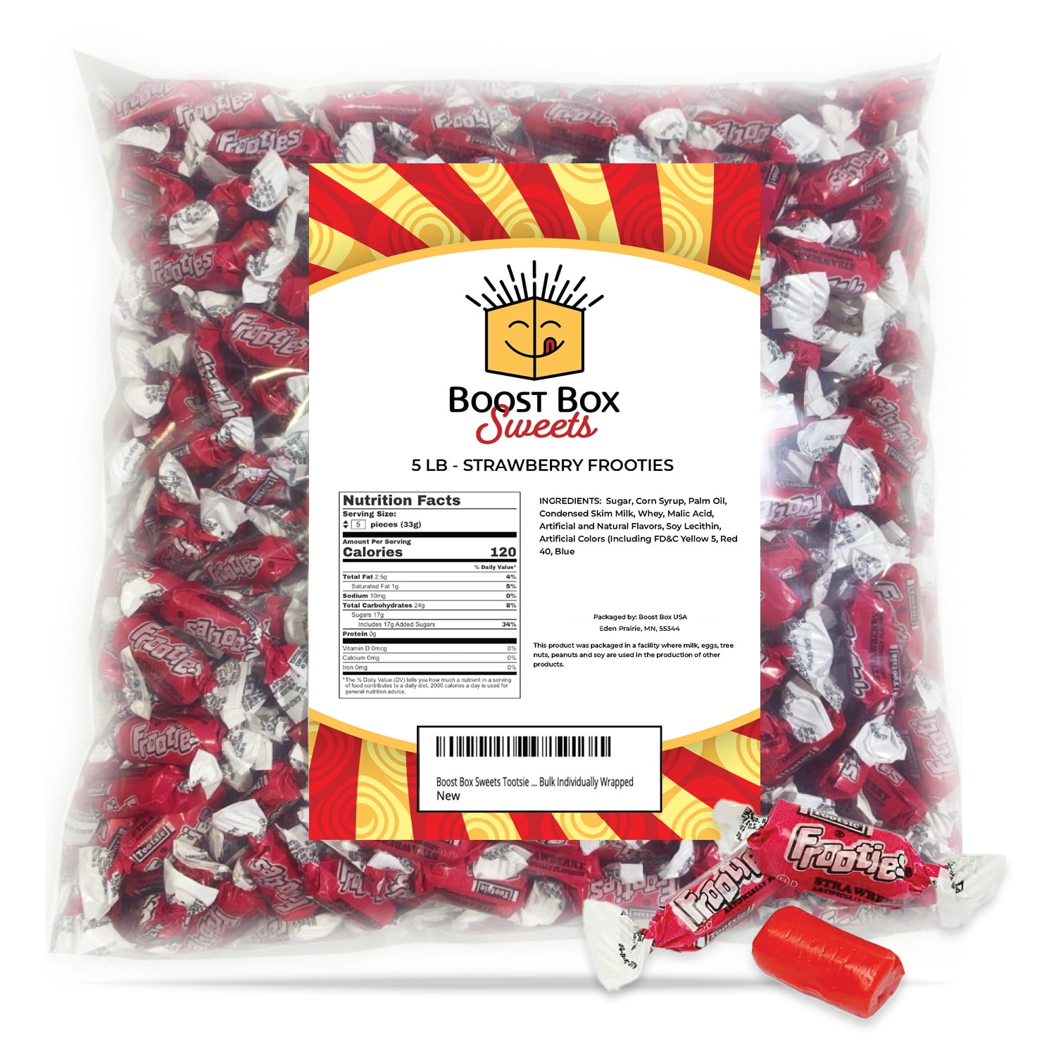 Frooties Strawberry Individually Wrapped Bulk Chewy Red Tootsie Roll