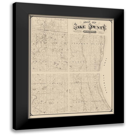 Frost 12x14 Black Modern Framed Museum Art Print Titled - Lake County Illinois - Frost 1873