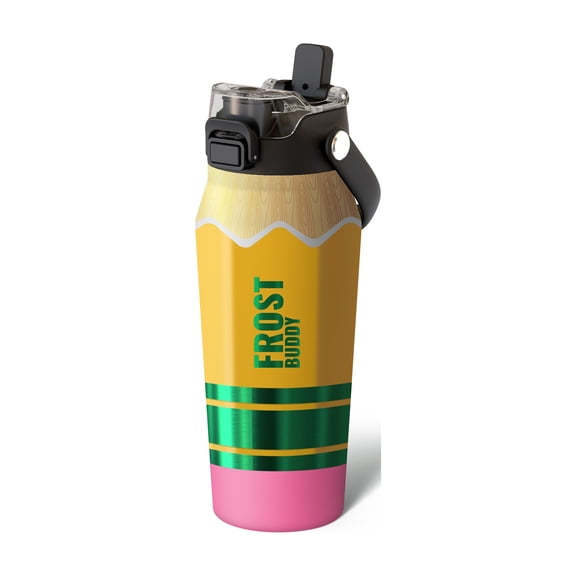 Frost Buddy 16oz Insulated Water Bottle with Straw & Chug Lid | Leak-Proof Stainless Steel | 24-Hours Cold | Sweat-Proof, Cup Holder Friendly | Ideal for Gym, Travel, Sports & Everyday Hydration