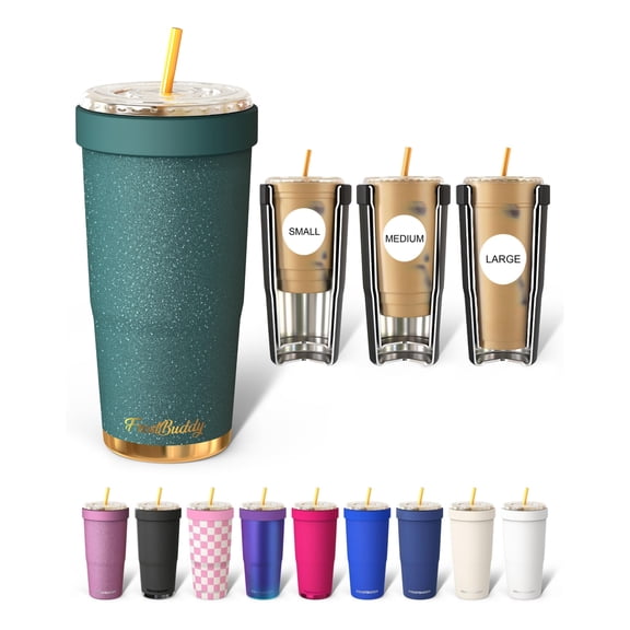 Frost Buddy Togo Buddy 30 oz Stainless Steel Vacuum Insulated Tumbler To Go Coffee Cup  Iced Coffee Cups, Iced Coffee Sleeve, Travel Mug, Thermal Cup for Hot & Cold Drinks, Dunkin Cup (Emerald Glitz)