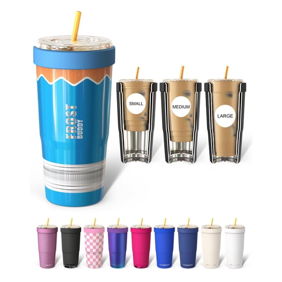 Frost Buddy Togo Buddy 30 oz Stainless Steel Vacuum Insulated Tumbler To Go Coffee Cup  Iced Coffee Cups, Iced Coffee Sleeve, Travel Mug, Thermal Cup for Hot & Cold Drinks, Dunkin Cup (Blue Pencil)