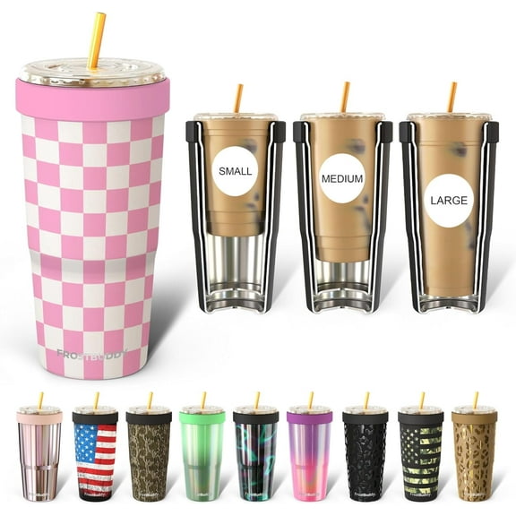 Frost Buddy Togo Buddy | 30 oz Stainless Steel Vacuum Insulated Tumbler | To Go Coffee Cup – Reusable, Iced Coffee Cups, Travel Mug, Thermal Cup for Hot & Cold Drinks, Dunkin Cup (pinkcheckered)
