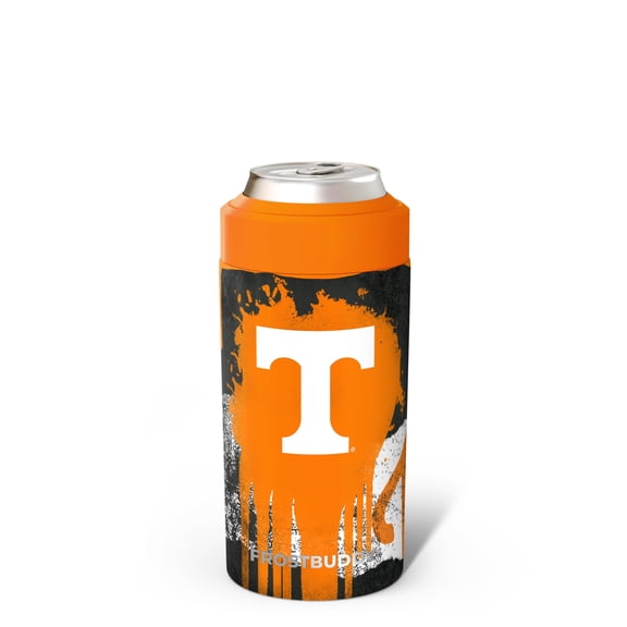 Frost Buddy Universal Can Cooler - Fits All - Stainless Steel Can Cooler for 12 oz & 16 oz Regular or Slim Cans & Bottles - Stainless Steel (Tennessee Vols | Drip)