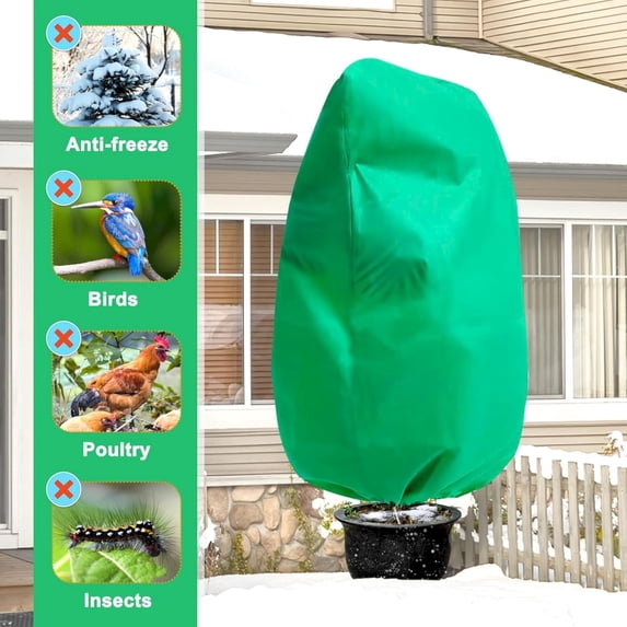 Frost Cloth Plant Freeze Protection,Xinyat Plant Covers Freeze Protection, Winter Frost Protection Blankets, Reusable Garden Frost Cloth with Drawstring Green