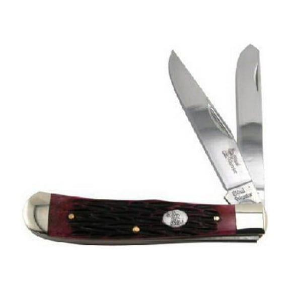 Frost Cutlery SW-108RWJ Steel Warrior Trapper Pocket Knife, Red Walnut, 2-Blade - Quantity 12