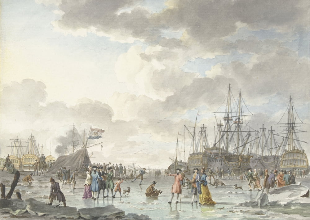 Frost Fair On A Frozen River With Ships Canvas Art - (36 x 24)