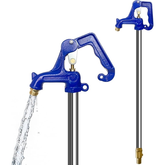 Frost Free Yard Hydrant Outdoor Water Faucet, Freezeless Ground Water Hydrant, Heavy Duty Galvanized Steel Standpipe, Garden Pasture Irrigation Valve, Rust Resistant Blue Water Dispenser