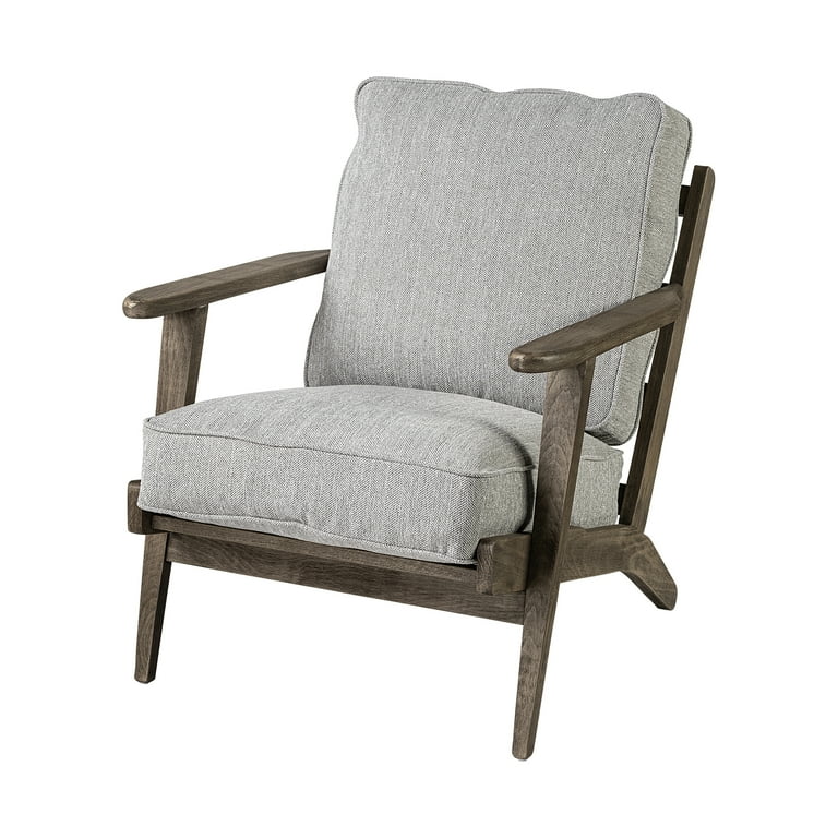 Frost Grey Fabric Wrapped Honey Wooden Frame Accent Chair Frost Grey Fabric Wrapped Honey Wooden Frame Accent Chair