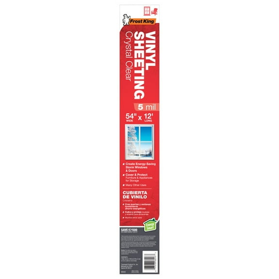 Frost King V5412 Crystal Clear Vinyl Sheeting-Packaged Rolls, 54" x 12 ft x 5 mil
