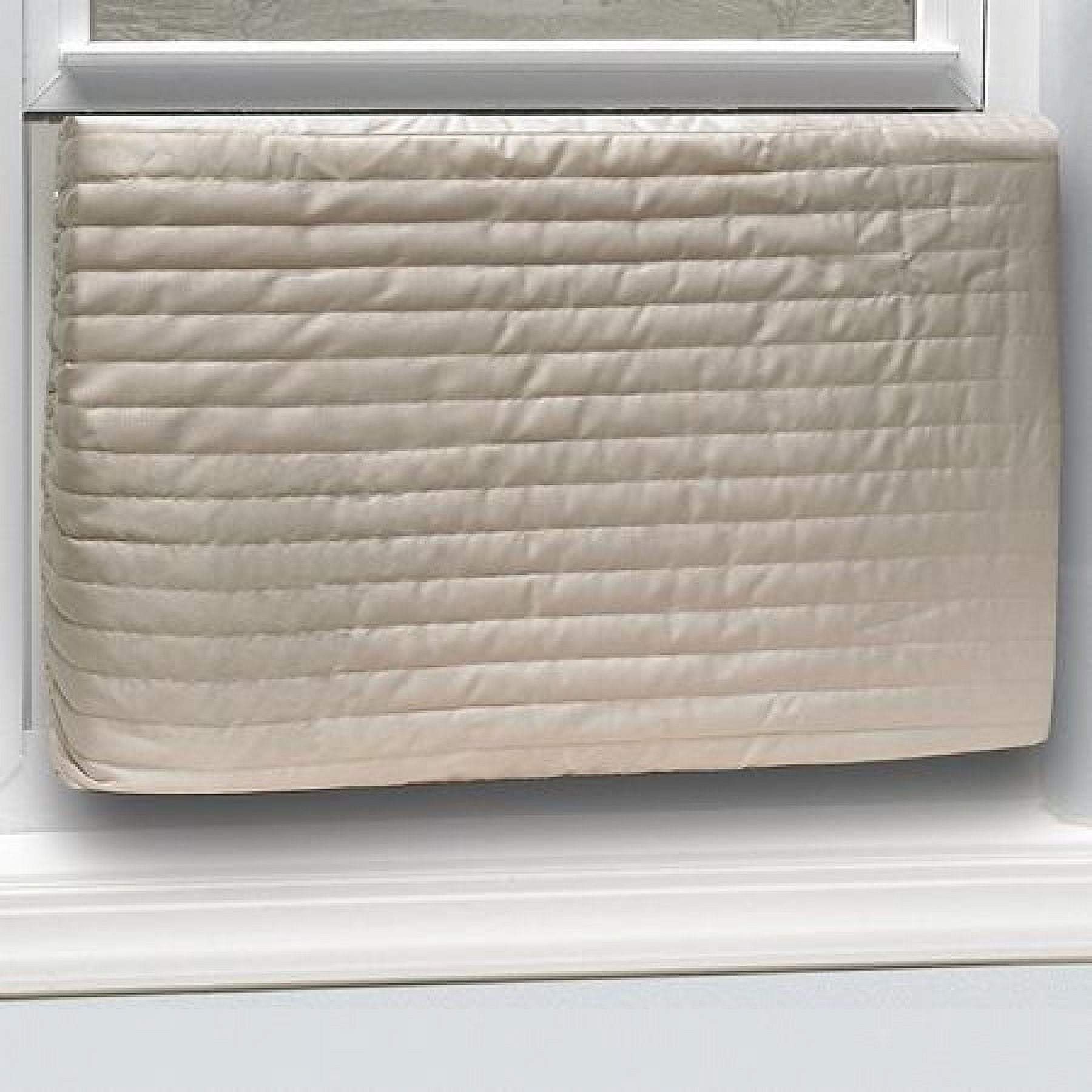 Tan Quilted Fabric Air Conditioner Cover with Plastic Liner