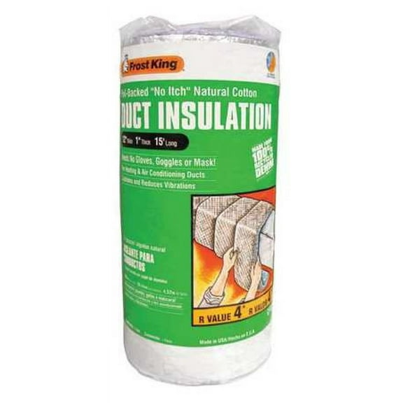 Frost King CF55 Foil Backed "No Itch" Natural Cotton Insulation Duct Wrap, 12" x 15'