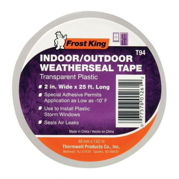 Frost King T94H Weatherseal Tape, 2 in W, 25 ft L, Plastic, Clear
