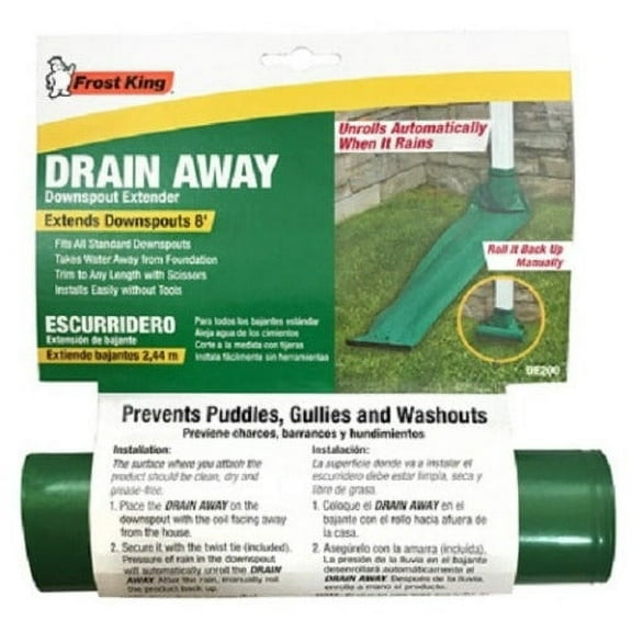 Frost King DE300 12' ft x 7" Green Plastic Flexible Roll Out Downspout Extender - Quantity of 8