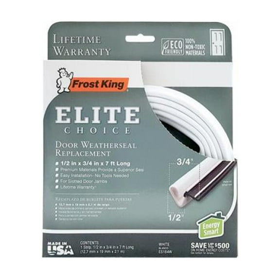 Frost King ES184W Elite Choice Door Weatherseal, White, 1/2 x 3/4 x 17 In. - Quantity 6