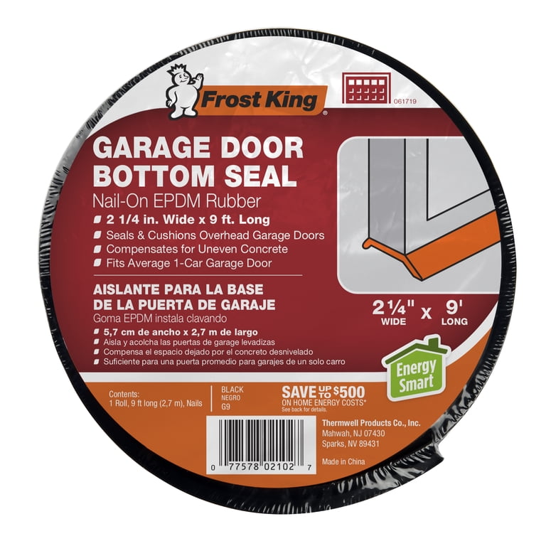 Frost King Garage Door Bottom Seal - 16-Foot Rubber Weather Stripping For Wooden Garage Doors