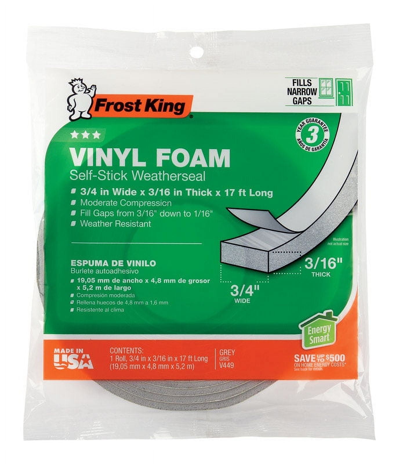 Frost King Gray Vinyl Clad Foam Weather Seal For Doors and Windows 17