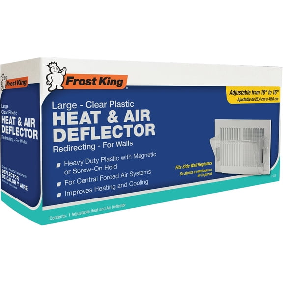 Frost King HD9 Heat & Air Deflector, Large, Expands up to 16" wid, Clear Plastic