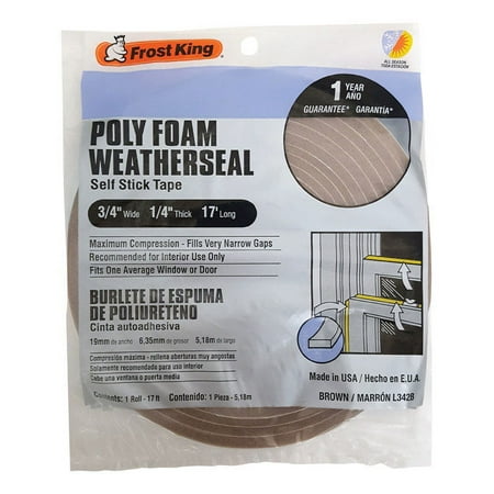 Frost King L342BH Polyurethane Foam Tape 1/4-Inch, Brown