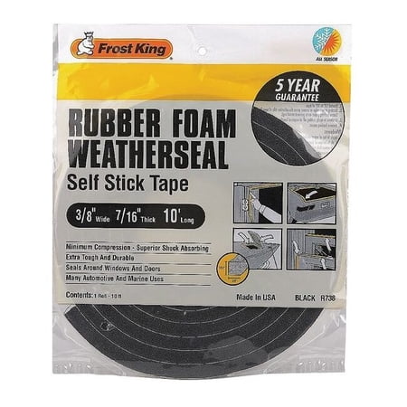 Frost King® R738HA Rubber Foam Self-Stick Weatherseal Tape, 3/8" Wide x 7/16" Tall x 10 ft. Long