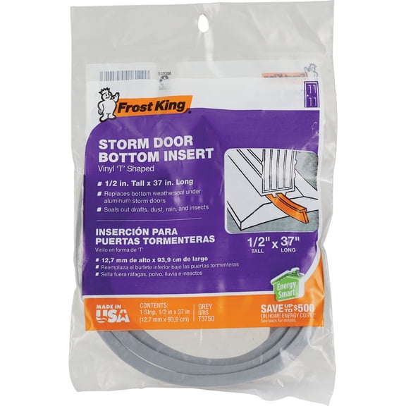 Frost King T3750 37 In. Gray Vinyl Storm Door Bottom T Section Insert - Quantity 12