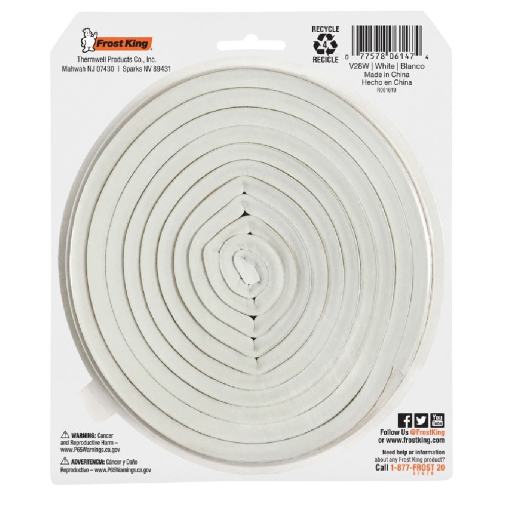 Frost King V28WA EPDM Rubber Weatherseal Self Stick Tape, 17 Feet, Each