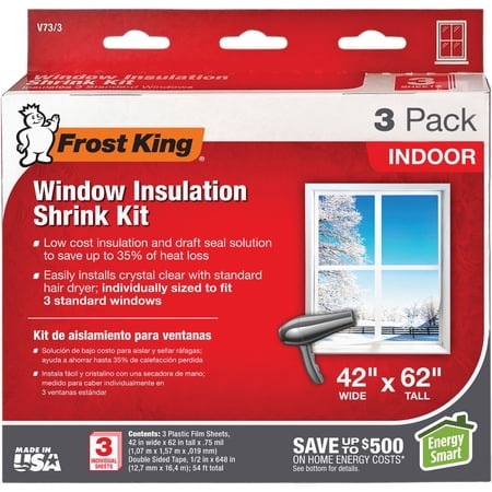 Frost King Shrink Window Kit V73/3H - Indoor Insulation Film - 2 Packs of 3 Sheets