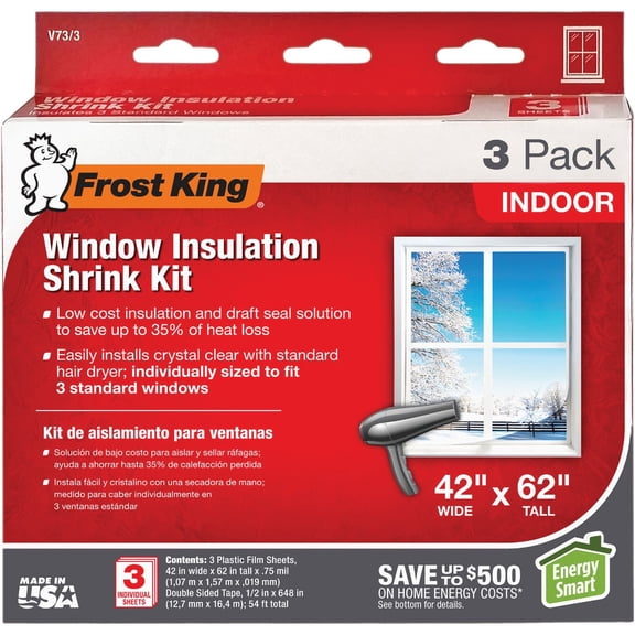 Frost King Shrink Window Kit V73/3H - Indoor Insulation Film - 2 Packs of 3 Sheets