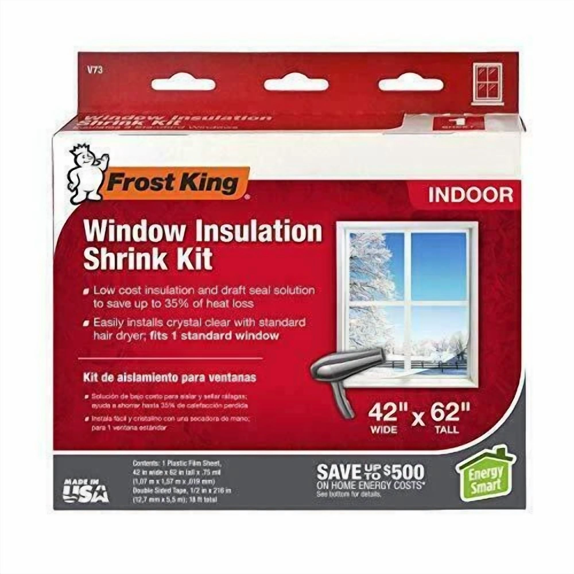 Frost King V73 Heat Shrink Window Insulation Kit 42"X62" Fast Ship! 5115613