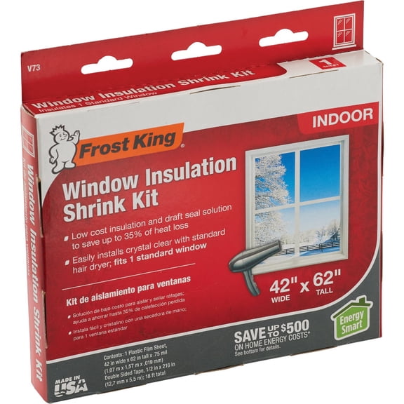 Frost King Shrink Film Window Kit V73H - Easy Installation - 1 Pack, Clear