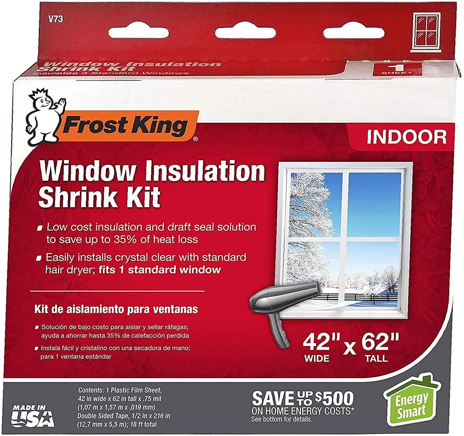 Frost King V73H Shrink Film Window KIT, 1Pack, Clear, Transparent 1