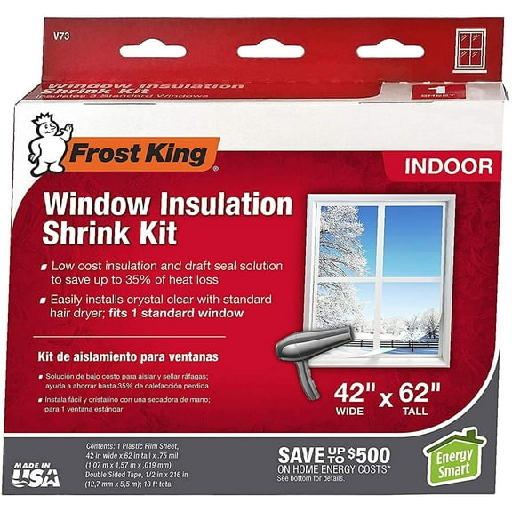 Frost King Shrink Film Window Kit V73H - Easy Installation - 1 Pack, Clear