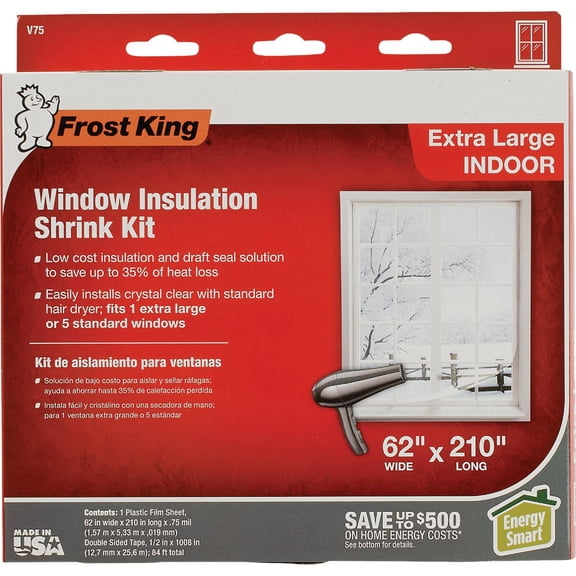 Frost King Shrink Window Kit Indoor Insulation - Clear - 62" x 210"  Residential Use, Standard Application