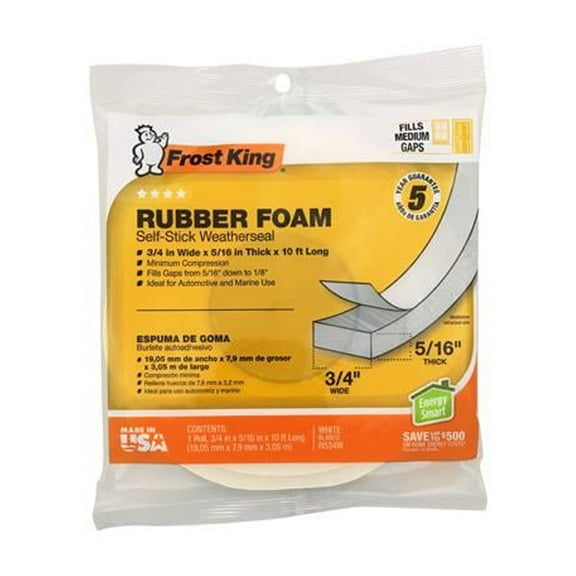 Frost King Weather Seal,Rubber Foam, White, 10 ft L R534WA