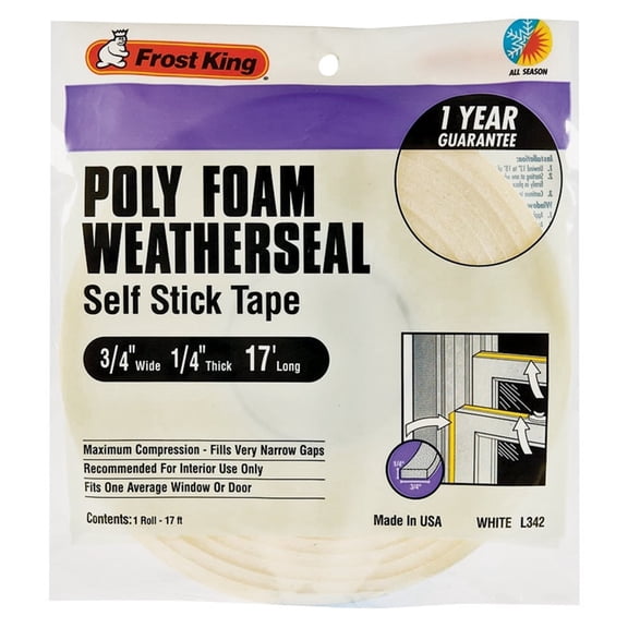 Frost King White Poly Foam Weather Seal For Doors and Windows 17 ft. L X 0.25 in.