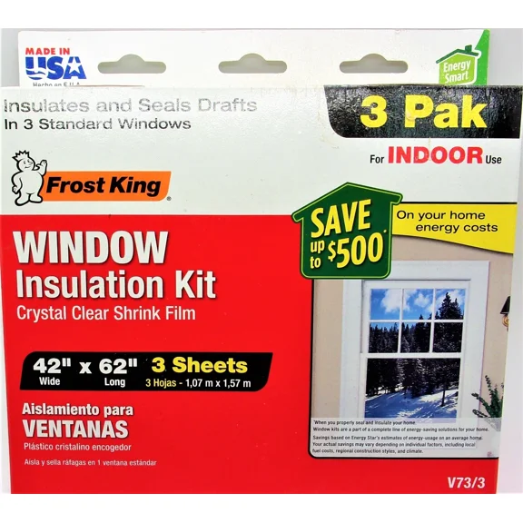 Frost King Window Insulation Kit, Indoor Use, 3 Pack - 42 X 62 Standard #V73/3