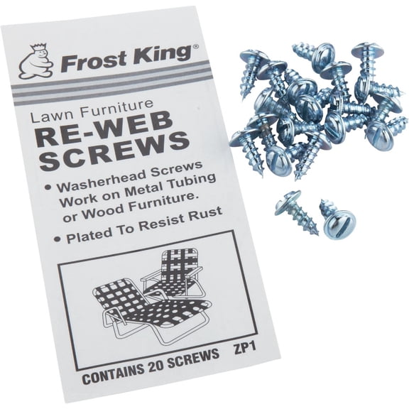 Frost King ZP1 Screws and Clips for Furniture Re-Webbing, Silver, 20 Pieces