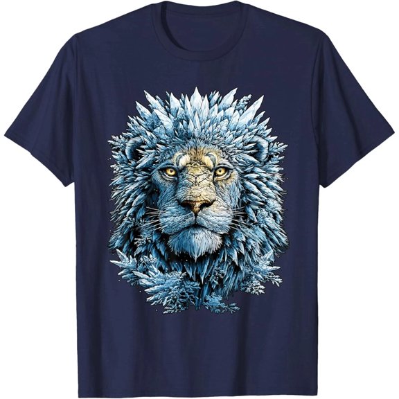 Frost Lion Ice Fantasy Winter Animal T-Shirt