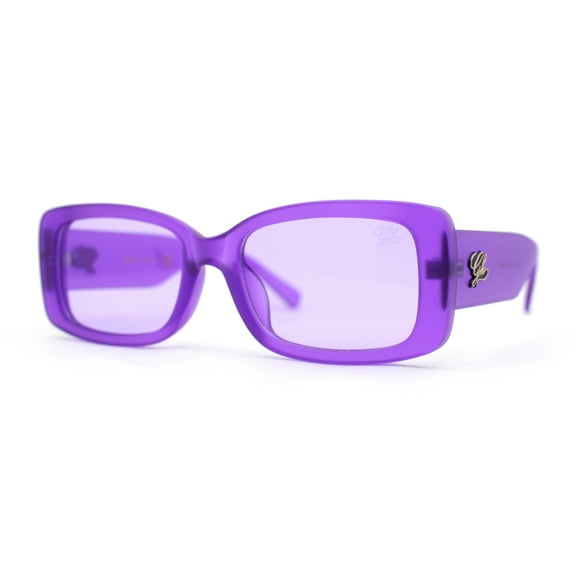 Frost Neon Glo Mod Fashion Rectangular Clout Plastic Sunglasses Purple