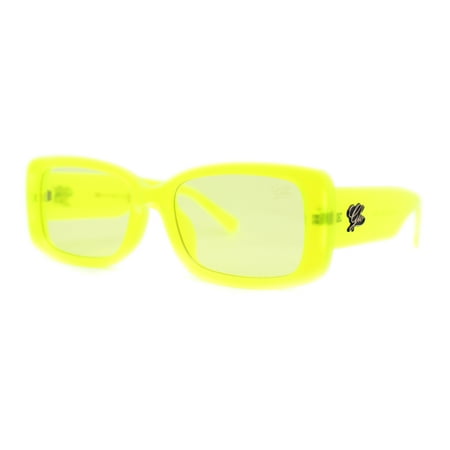 Frost Neon Glo Mod Fashion Rectangular Clout Plastic Sunglasses Yellow