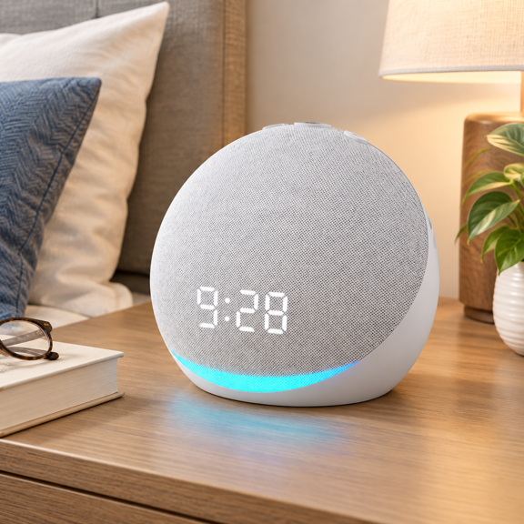 Frost White Compact 25-Sound Alarm Clock Sleep Machine with Night Light