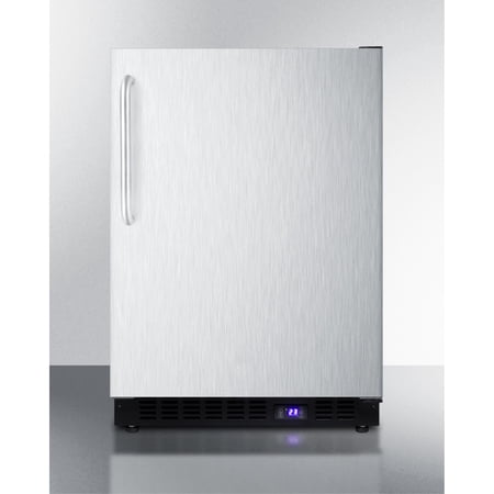 Frost-free outdoor all-freezer w/digital thermostat, LED light, black cabinet, lock, stainless steel door and towel bar handle; built-in or freestanding