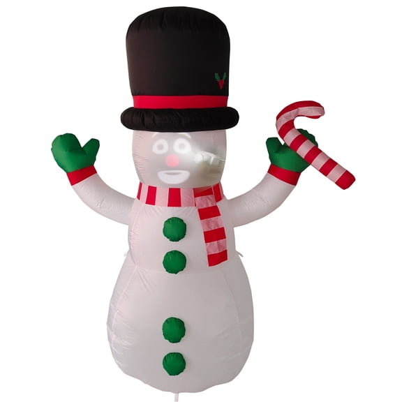FrostByte Inflatable Talking Animated 7 Foot Snowman with Built in Projector & Speaker Plug'n Play for Outdoor Use