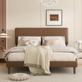 thumbnail image 1 of Frostbloom Full Size Faux Leather Platform Bed Frame with Adjustable Headboard, Dark Brown, 1 of 9